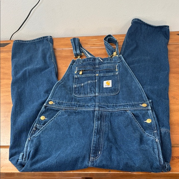 Carhartt Blue Denim Overalls Size 34 - Picture 13 of 16